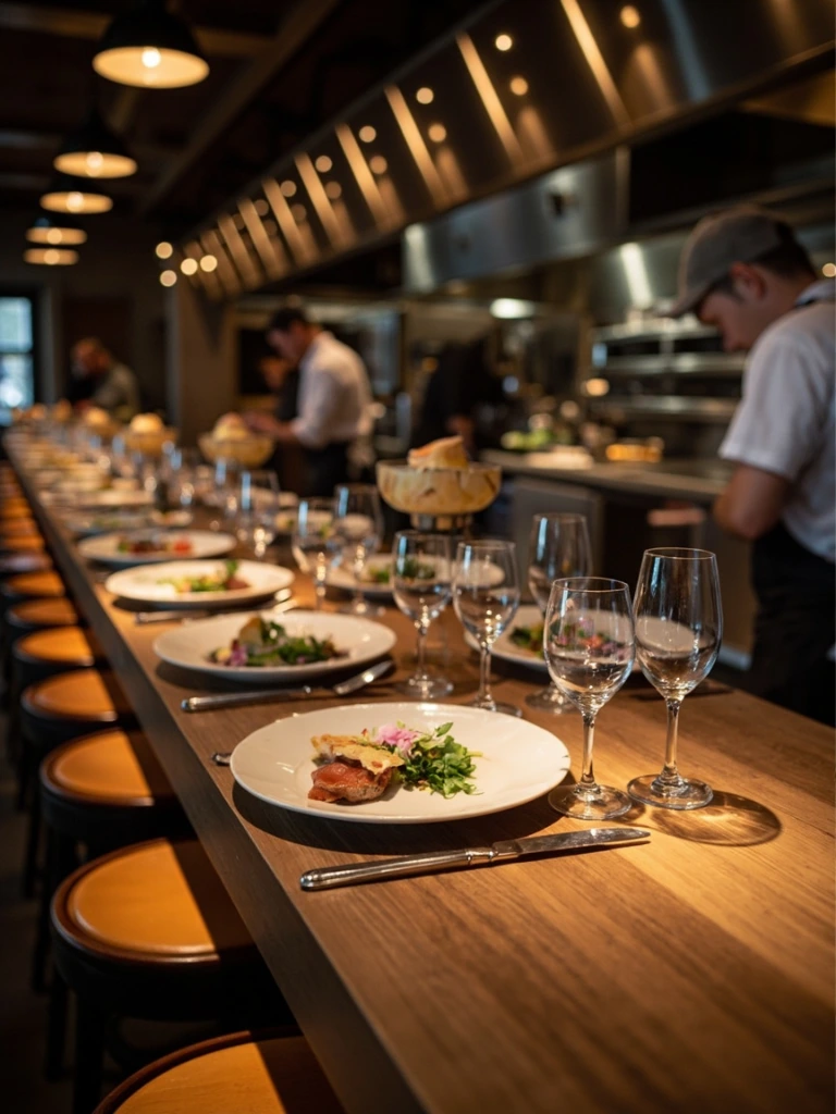The chef's counter facing the open kitchen